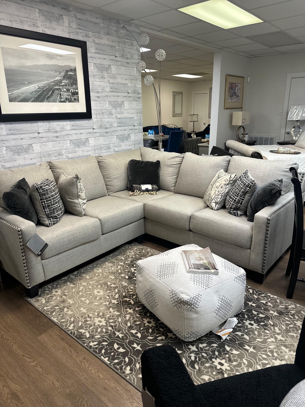 White leather modern sofa set with glass coffee table